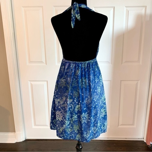 Phylipa Handmade Blue Floral Batik Halter Top Dress - Picture 5 of 7